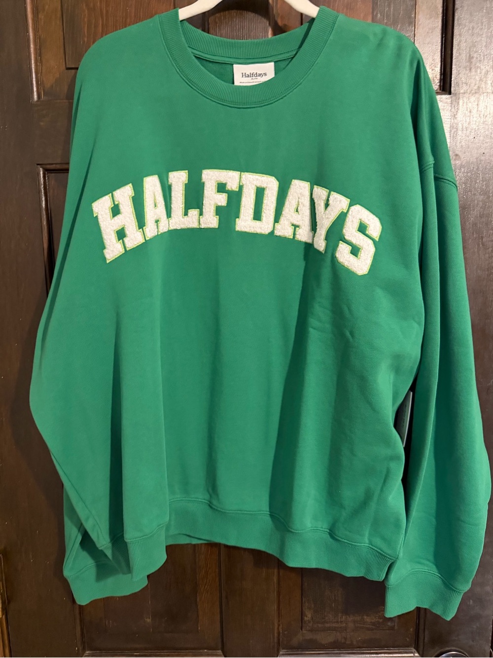 Halfdays Green Crewneck Sweatshirt with White Appliqué